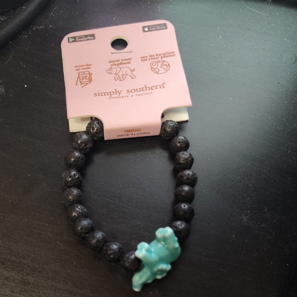 Simply Southern Black Bracelet with Turquoise Charm
